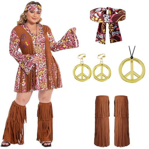 cuteDIY 70er Jahre Kostüm Damen 70er Jahre Kleid Hippie Kleid Damen Hippie Kleidung von cuteDIY