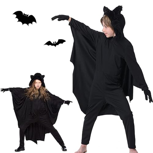 cuteDIY Fledermaus Kostüm Kinder Halloween Mädchen Umhang Fledermausflügel Jungen 110 116 von cuteDIY