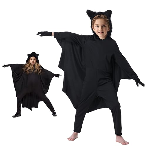 cuteDIY Fledermauskostüm Vampir Kostüm Kinder Fledermaus Flügel Kind Cape 128 von cuteDIY