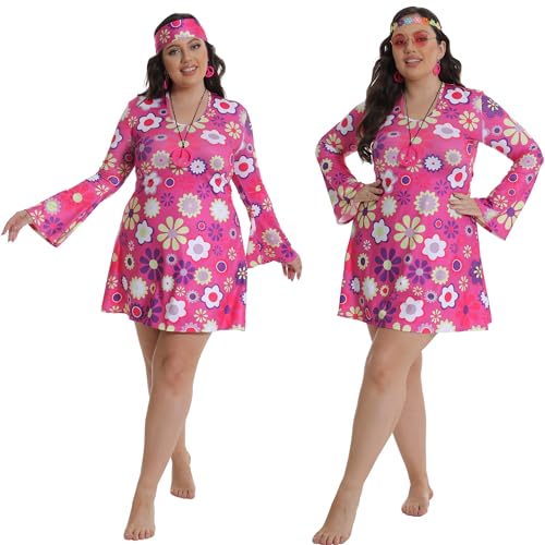 cuteDIY Hippie Kostüm Damen Frau Große Größen Karneval Set XXL Kleid 70er Jahre Bekleidung cuteDIY Hippie Kostüm Damen Frau Große Größen Karneval Set XXL Kleid 70er Jahre Bekleidung von cuteDIY