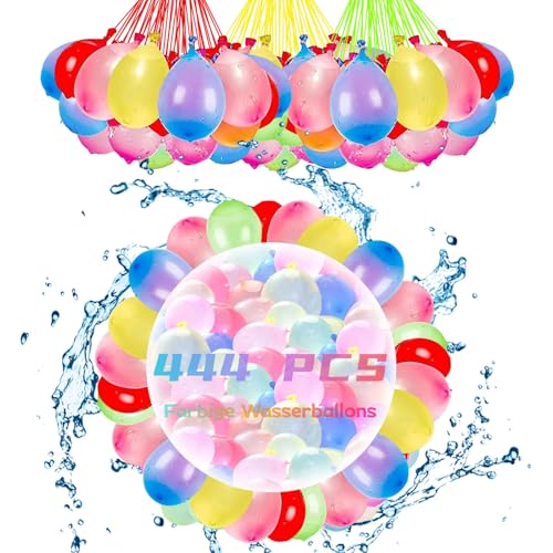 Biologisch Abbaubare Wasserbomben 444 Stück – Selbstschließende Schnellbefüllbare Wasserballons aus Naturlatex, Farbiges Set für Poolpartys & Wasserschlachten (B) von cutlot