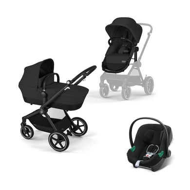 cybex GOLD 3 in 1 Reisesystem Kombikinderwagen Eos Lux inklusive Babyschale Aton B2 Black Moon Black von Cybex GOLD