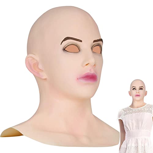 cypreason Latex-Kopfbedeckung | Maskerade Glatze Maske für Frauen | Halloween Maskerade Kopfbedeckung Neuheit Kostü Party Latex Vollkopfmaske von cypreason