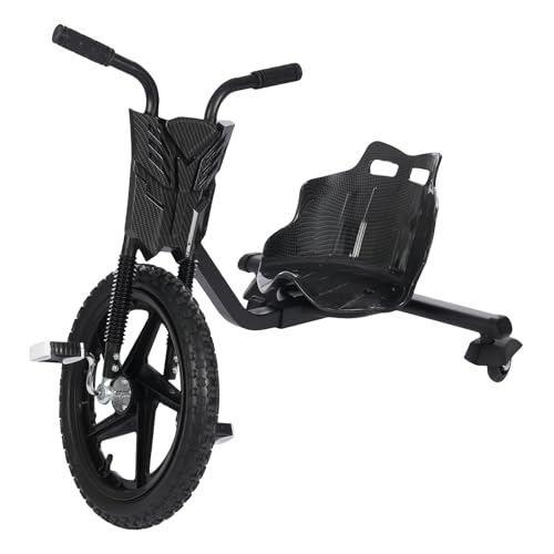 Czyurachel Kinder Drift Scooter, Verstellbare Länge Dreirad, Drift Cart mit Leuchtendes Hinterrad, Drift-Barrel-Sitz, Anti-Rutsch-Pedale, Drifts Gokart bis 80kg, KinderScooter ab 6 Jahre (Schwarz) von czyuRachel