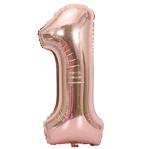 D2D | Party Balloon Zahl 1 XL in Rosé - Größe 80 cm - Folienballon - Zahlenballon - Geburtstagsdeko - Helium Ballon von d2d-needs