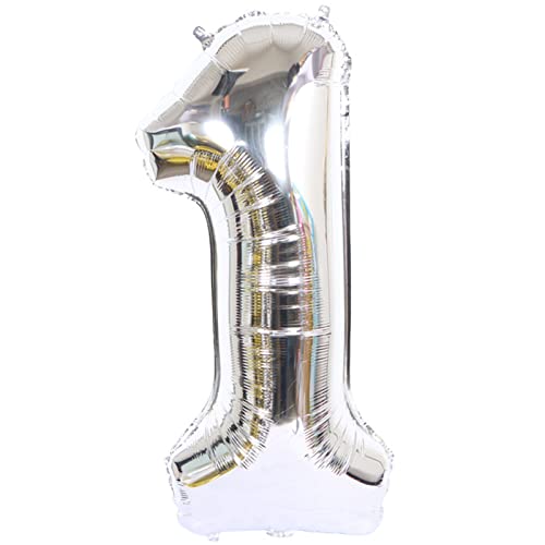 D2D | Party Balloon Zahl 1 XXL in Silber - Größe 100 cm - Folienballon - Zahlenballon - Geburtstagsdeko - Helium Ballon von d2d-needs