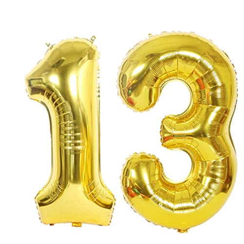 D2D | Party Balloon Zahl 13 XXL in Gold - Größe: 100 cm - Folienballons - Zahlenballons - Geburtstagdeko - Helium Ballons von d2d-needs