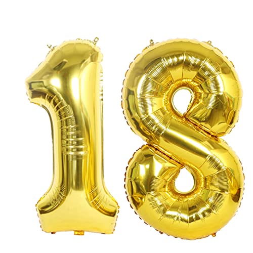 D2D | Party Balloon Zahl 18 XL in Gold - Größe: 80 cm - Folienballons - Zahlenballons - Geburtstagdeko - Helium Ballons von d2d-needs