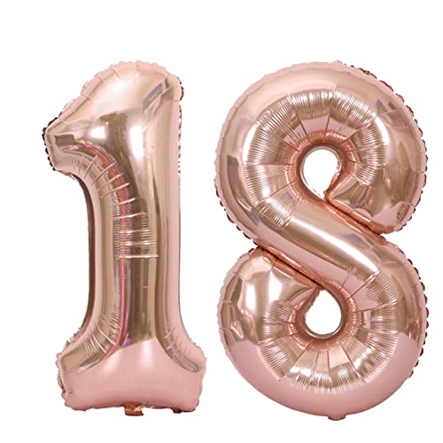 D2D | Party Balloon Zahl 18 XL in Rosé - Größe: 80 cm - Folienballons - Geburtstagdeko - Zahlenballons - Helium Ballons von d2d-needs