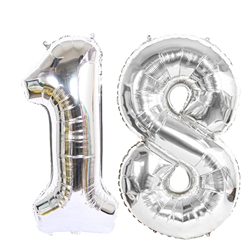 D2D | Party Balloon Zahl 18 XXL in Silber - Größe: 100 cm - Geburtstagdeko - Folienballons - Zahlenballons - Helium Ballons D2D | Party Balloon Zahl 18 XXL in Silber - Größe: 100 cm - Geburtstagdeko - Folienballons - Zahlenballons - Helium Ballons von d2d-needs