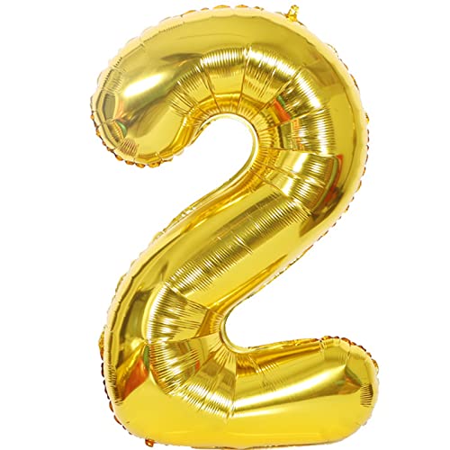 D2D | Party Balloon Zahl 2 XL in Gold - Größe 80 cm - Folienballon - Zahlenballon - Geburtstagsdeko - Helium Ballon von d2d-needs