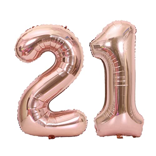 D2D | Party Balloon Zahl 21 XL in Rosé - Größe: 80 cm - Folienballons - Geburtstagdeko - Zahlenballons - Helium Ballons von d2d-needs