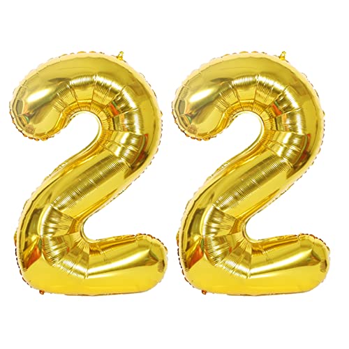 D2D | Party Balloon Zahl 22 XL in Gold - Größe: 80 cm - Folienballons - Zahlenballons - Geburtstagdeko - Helium Ballons von d2d-needs
