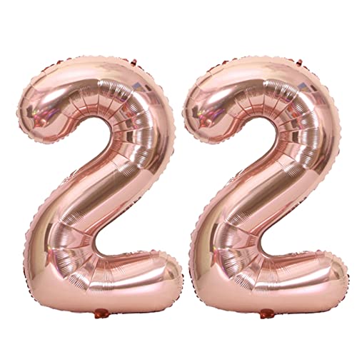 D2D | Party Balloon Zahl 22 XL in Rosé - Größe: 80 cm - Folienballons - Geburtstagdeko - Zahlenballons - Helium Ballons von d2d-needs