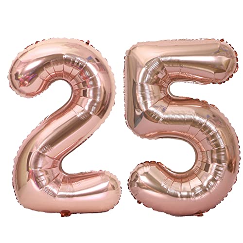 D2D | Party Balloon Zahl 25 XL in Rosé - Größe: 80 cm - Folienballons - Geburtstagdeko - Zahlenballons - Silberhochzeit - Helium Ballons von d2d-needs
