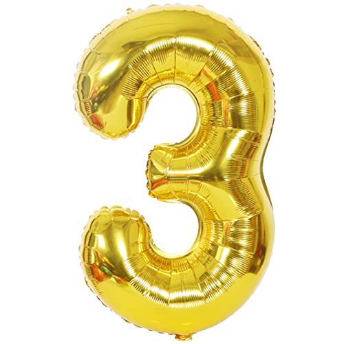 D2D | Party Balloon Zahl 3 XL in Gold - Größe 80 cm - Folienballon - Zahlenballon - Geburtstagsdeko - Helium Ballon von d2d-needs