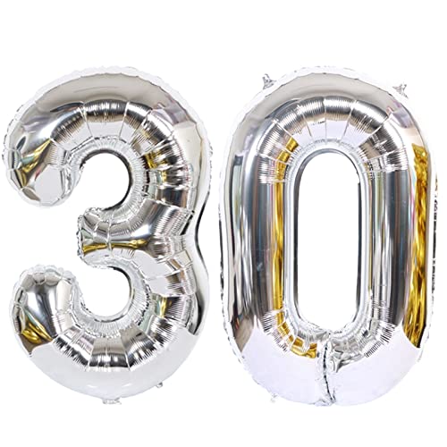 D2D | Party Balloon Zahl 30 XL in Silber - Größe: 80 cm - Geburtstagdeko - Folienballons - Zahlenballons - Perlenhochzeit - Helium Ballons D2D | Party Balloon Zahl 30 XL in Silber - Größe: 80 cm - Geburtstagdeko - Folienballons - Zahlenballons - Perlenhochzeit - Helium Ballons von d2d-needs