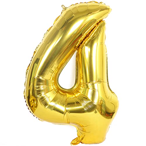 D2D | Party Balloon Zahl 4 XL in Gold - Größe 80 cm - Folienballon - Zahlenballon - Geburtstagsdeko - Helium Ballon von d2d-needs