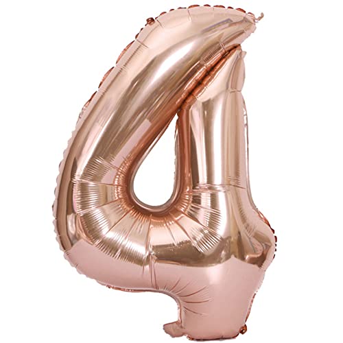 D2D | Party Balloon Zahl 4 XL in Rosé - Größe 80 cm - Folienballon - Zahlenballon - Geburtstagsdeko - Helium Ballon von d2d-needs