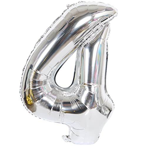 D2D | Party Balloon Zahl 4 XL in Silber - Größe 80 cm - Folienballon - Zahlenballon - Geburtstagsdeko - Helium Ballon von d2d-needs
