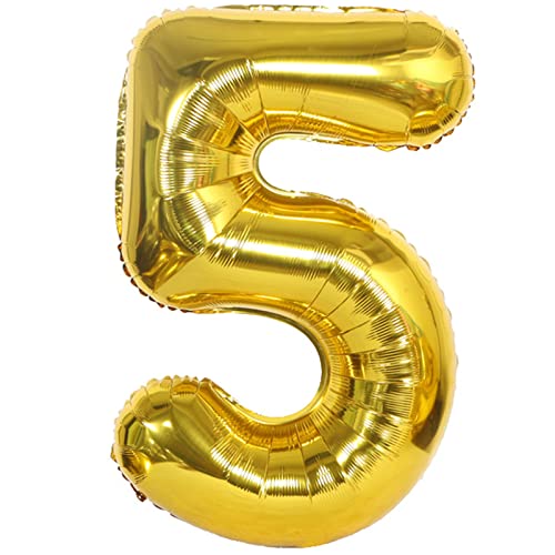 D2D | Party Balloon Zahl 5 XL in Gold - Größe 80 cm - Folienballon - Zahlenballon - Geburtstagsdeko - Helium Ballon von d2d-needs