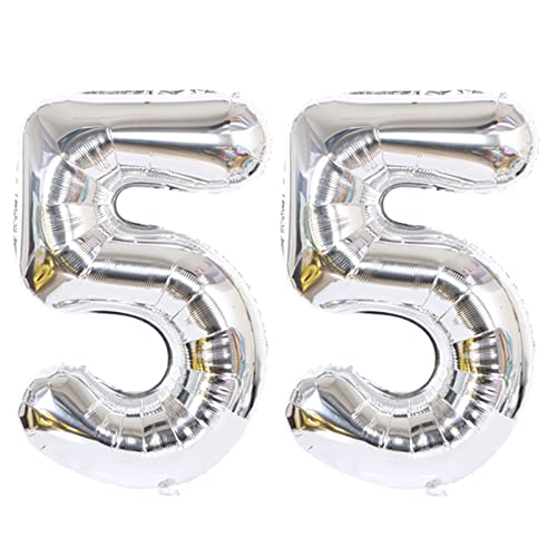 D2D | Party Balloon Zahl 55 XL in Silber - Größe: 80 cm - Geburtstagdeko - Folienballons - Zahlenballons - Helium Ballons D2D | Party Balloon Zahl 55 XL in Silber - Größe: 80 cm - Geburtstagdeko - Folienballons - Zahlenballons - Helium Ballons von d2d-needs