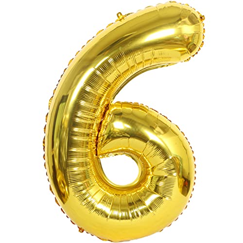 D2D | Party Balloon Zahl 6 XXL in Gold - Größe 100 cm - Folienballon - Zahlenballon - Geburtstagsdeko - Helium Ballon von d2d-needs