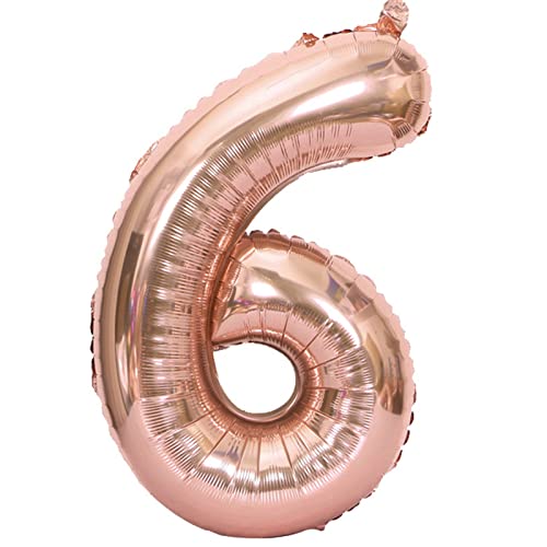 D2D | Party Balloon Zahl 6 XXL in Rosé - Größe 100 cm - Folienballon - Zahlenballon - Geburtstagsdeko - Helium Ballon von d2d-needs