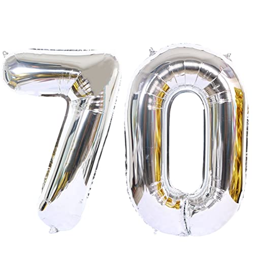 D2D | Party Balloon Zahl 70 XXL in Silber - Größe: 100 cm - Geburtstagdeko - Folienballons - Zahlenballons - Gnadenhochzeit - Helium Ballons von d2d-needs