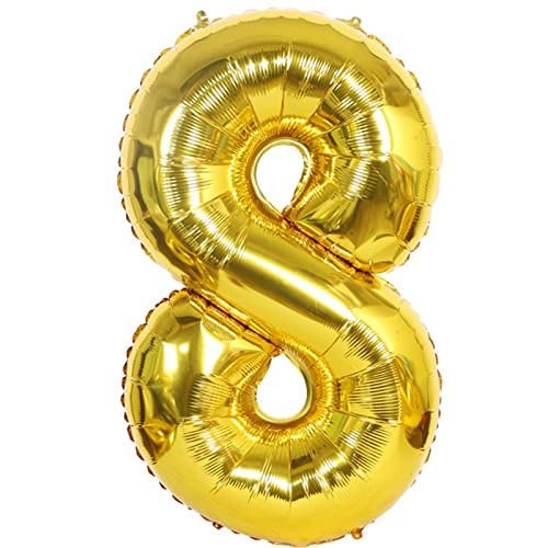 D2D | Party Balloon Zahl 8 XXL in Gold - Größe 100 cm - Folienballon - Zahlenballon - Geburtstagsdeko - Helium Ballon von d2d-needs