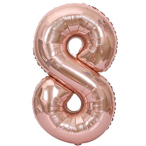 D2D | Party Balloon Zahl 8 XXL in Rosé - Größe 100 cm - Folienballon - Zahlenballon - Geburtstagsdeko - Helium Ballon von d2d-needs