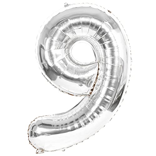 D2D | Party Balloon Zahl 9 XL in Silber - Größe 80 cm - Folienballon - Zahlenballon - Geburtstagsdeko - Helium Ballon von d2d-needs