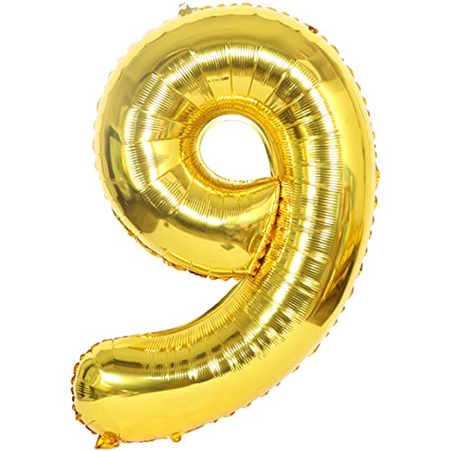 D2D | Party Balloon Zahl 9 XXL in Gold - Größe 100 cm - Folienballon - Zahlenballon - Geburtstagsdeko - Helium Ballon von d2d-needs