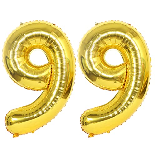 D2D | Party Balloon Zahl 99 XL in Gold - Größe: 80 cm - Folienballons - Zahlenballons - Geburtstagdeko - Helium Ballons von d2d-needs