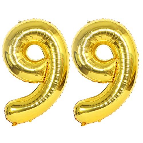 D2D | Party Balloon Zahl 99 XXL in Gold - Größe: 100 cm - Folienballons - Zahlenballons - Geburtstagdeko - Helium Ballons von d2d-needs
