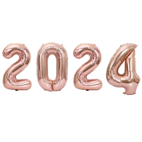 D2D | Silvester 2024 Ballons XL in Rosé - Größe: 80 cm - Folienballons - Zahlenballon - Neujahres Party - Helium Ballons von d2d-needs