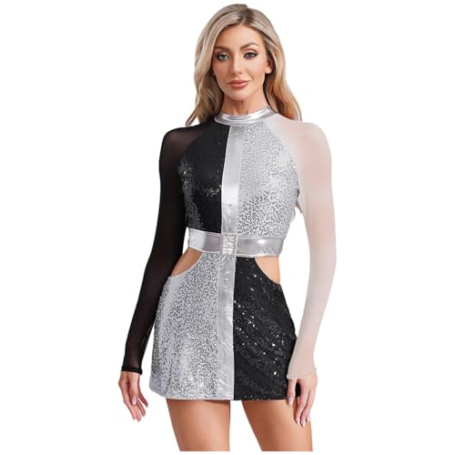 dPois Damen 60er Jahre Outfit Vintage Hippe Kostüm Langarm Pailletten Bodycon Kleid Minikleid mit Hollow-Out Fasching Karneval Mottoparty Kostüm Weiß XXL dPois Damen 60er Jahre Outfit Vintage Hippe Kostüm Langarm Pailletten Bodycon Kleid Minikleid mit Hollow-Out Fasching Karneval Mottoparty Kostüm Weiß XXL von dPois
