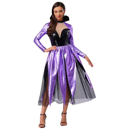 dPois Damen Böse Meerhexe Kostüm Glänzend Maxikleid Lang Kleider mit Tutu Rock Mottoparty Halloween Fasching Kostüm Lavendel M dPois Damen Böse Meerhexe Kostüm Glänzend Maxikleid Lang Kleider mit Tutu Rock Mottoparty Halloween Fasching Kostüm Lavendel M von dPois