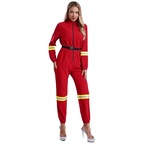 dPois Damen Feuerwehrfrau Kostüm Einteiler Jumpsuit Overall Ganzkörperanzug Uniform Cosplay Outfit Fasching Karneval Kostüm Rot XXL dPois Damen Feuerwehrfrau Kostüm Einteiler Jumpsuit Overall Ganzkörperanzug Uniform Cosplay Outfit Fasching Karneval Kostüm Rot XXL von dPois