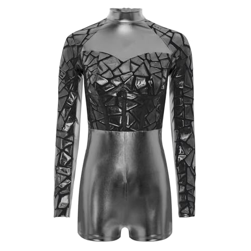 dPois Damen Metallic Raumfahrerin Kostüm Einteiler Bodysuit Langarm Overall Space Girl Outfit Halloween Karneval Kostüm Schwarz S dPois Damen Metallic Raumfahrerin Kostüm Einteiler Bodysuit Langarm Overall Space Girl Outfit Halloween Karneval Kostüm Schwarz S von dPois