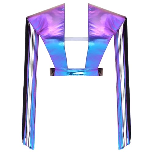 dPois Damen Metallic Schulter Rüstung Schulterschutz mit Fransen Harness Brust Geschirr Shrug Tops Mottoparty Fasching Kostüm Blau XXL dPois Damen Metallic Schulter Rüstung Schulterschutz mit Fransen Harness Brust Geschirr Shrug Tops Mottoparty Fasching Kostüm Blau XXL von dPois