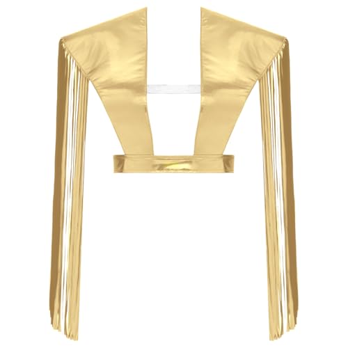 dPois Damen Metallic Schulter Rüstung Schulterschutz mit Fransen Harness Brust Geschirr Shrug Tops Mottoparty Fasching Kostüm Gold XXL dPois Damen Metallic Schulter Rüstung Schulterschutz mit Fransen Harness Brust Geschirr Shrug Tops Mottoparty Fasching Kostüm Gold XXL von dPois