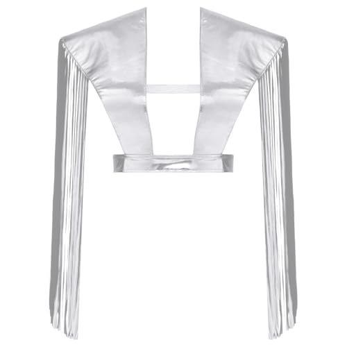 dPois Damen Metallic Schulter Rüstung Schulterschutz mit Fransen Harness Brust Geschirr Shrug Tops Mottoparty Fasching Kostüm Silber XXL dPois Damen Metallic Schulter Rüstung Schulterschutz mit Fransen Harness Brust Geschirr Shrug Tops Mottoparty Fasching Kostüm Silber XXL von dPois