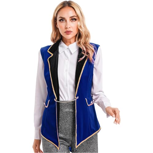 dPois Damen Zirkus Ringmaster Kostüm Samt Weste Ärmellos Frack Jacke Oberteil Erwachsene Karneval Fasching Verkleidung Outfit Blau XXL dPois Damen Zirkus Ringmaster Kostüm Samt Weste Ärmellos Frack Jacke Oberteil Erwachsene Karneval Fasching Verkleidung Outfit Blau XXL von dPois