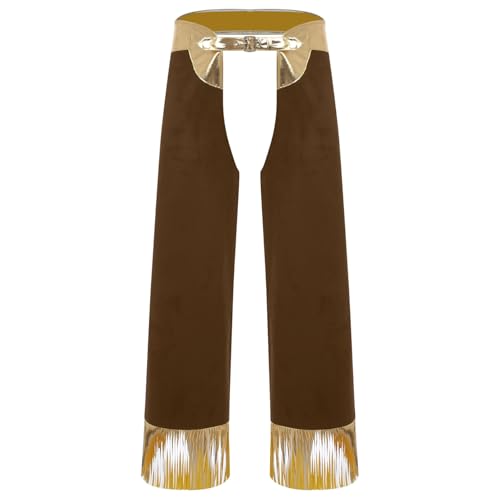 dPois Herren Cowboy Hose Metallisch Chaps Pants Überhose mit Quasten Fransen Mottoparty Halloween Karneval Western Reiter Kostüm Braun S dPois Herren Cowboy Hose Metallisch Chaps Pants Überhose mit Quasten Fransen Mottoparty Halloween Karneval Western Reiter Kostüm Braun S von dPois