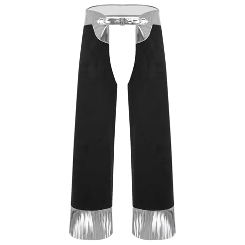 dPois Herren Cowboy Hose Metallisch Chaps Pants Überhose mit Quasten Fransen Mottoparty Halloween Karneval Western Reiter Kostüm Silber L dPois Herren Cowboy Hose Metallisch Chaps Pants Überhose mit Quasten Fransen Mottoparty Halloween Karneval Western Reiter Kostüm Silber L von dPois
