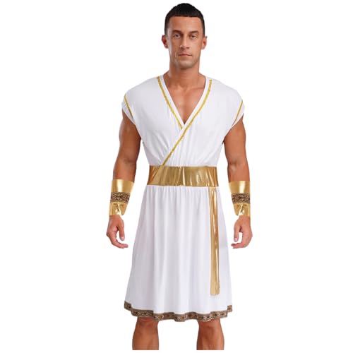 dPois Herren Griechischer Gott Kostüm Toga Robe Ärmellos mit Manschetten Römer Verkleidung Mottoparty Halloween Karneval Kostüm Weiß XL dPois Herren Griechischer Gott Kostüm Toga Robe Ärmellos mit Manschetten Römer Verkleidung Mottoparty Halloween Karneval Kostüm Weiß XL von dPois