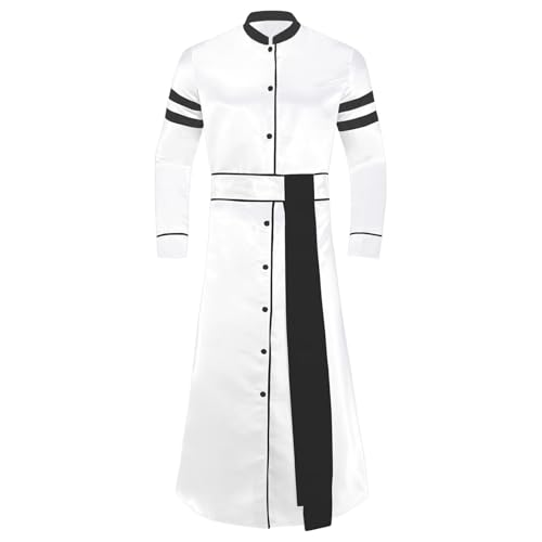dPois Herren Mittelalter Priester Kardinal Kostüm Lang Robe Mantel Karnevkal Halloween Fasching Kostüm Weiß S von dPois