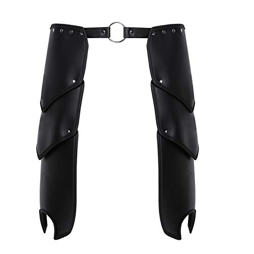 dPois Herren Steampunk Taillengurt Harness Gürtel Bein Rüstung aus Kunstleder Mittelalter Vintage Kostüm für Party Club Fasching Schwarz One Size von dPois
