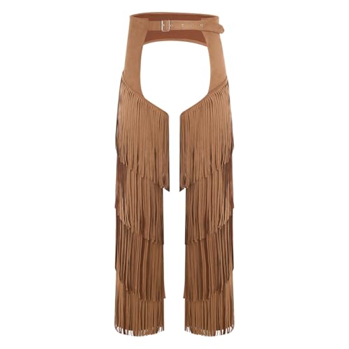 dPois Herren Western Cowboy Chaps Wildleder Fransen Hose Lang Pants mit Verstellbaren Schnallen Halloween Mottoparty Fasching Kostüm Braun M dPois Herren Western Cowboy Chaps Wildleder Fransen Hose Lang Pants mit Verstellbaren Schnallen Halloween Mottoparty Fasching Kostüm Braun M von dPois